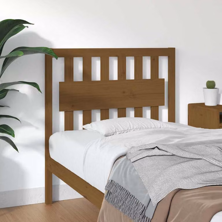 Testiera per letto vidaXL in legno massello di pino, colore marrone, L 95,5 cm x P 4 cm x H 100 cm
