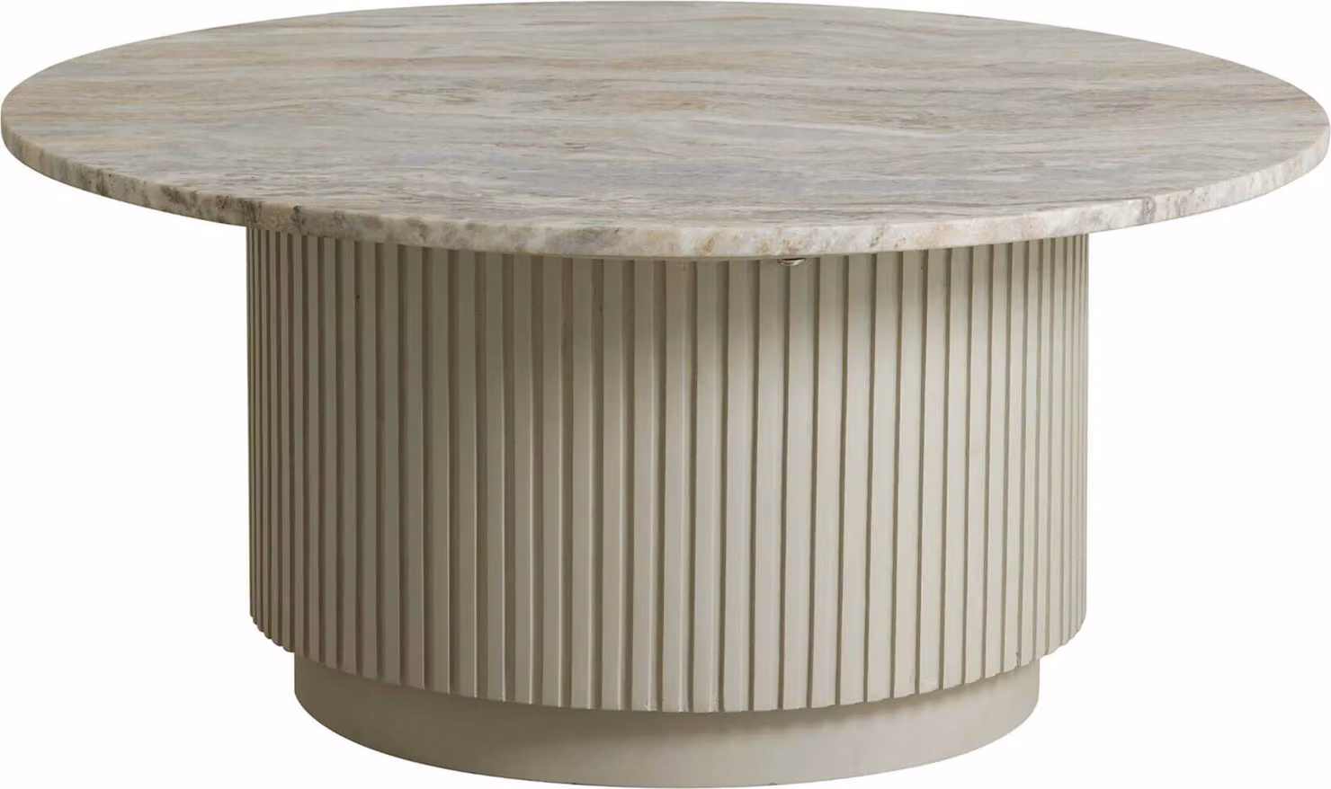 FURNLUX Tavolino Erie Marble White And Beige 90cm / Colore principale: Beige / Dimensioni: 90 x 90 x 40 cm