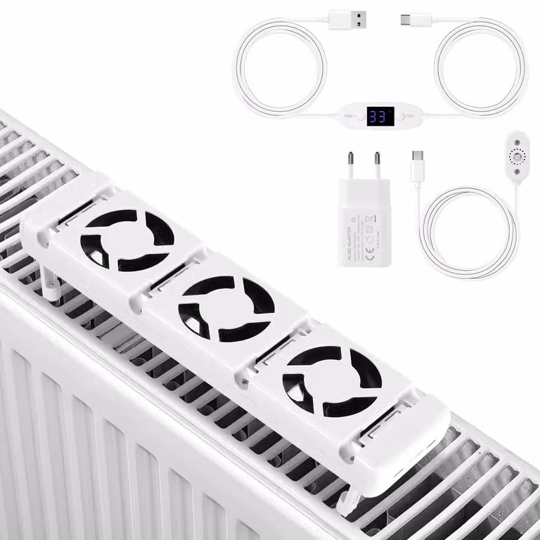Amplificatore di potenza per radiatori Ikodm, modello a 3 uscite, set da 1, termostato da 0 a 60 °C, colore bianco