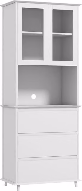 Dispensa da cucina alta HOMCOM in MDF con armadietto a 2 livelli e 3 cassetti, Bianco, L: 68 cm, P: 38 cm, H: 172 cm