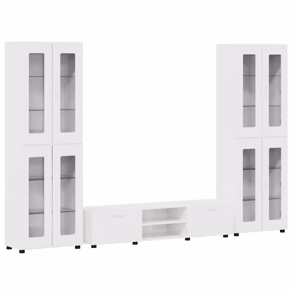 Set mobile TV moderno vidaXL FLORIN in 3 pezzi Bianco Lucido in legno MDF L: 150 cm, P: 39 cm, H: 30 cm – 2