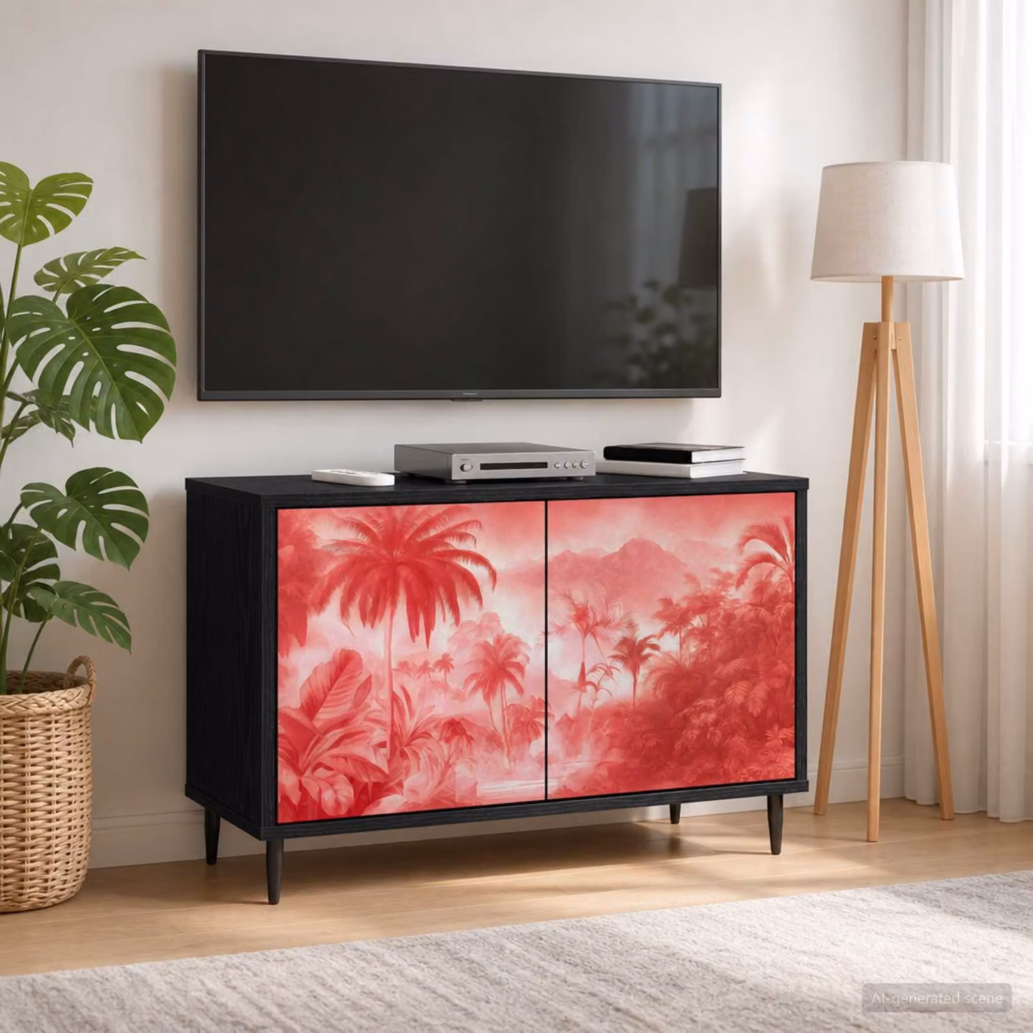 Mobile TV vidaXL AACHEN in Rovere Nero con scomparti multimediali L: 69 cm, P: 33 cm, H: 50,5 cm