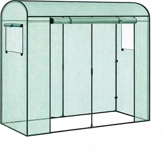 Serra da giardino 200x68x170 cm in acciaio verde, per erbe e ortaggi, montaggio semplice