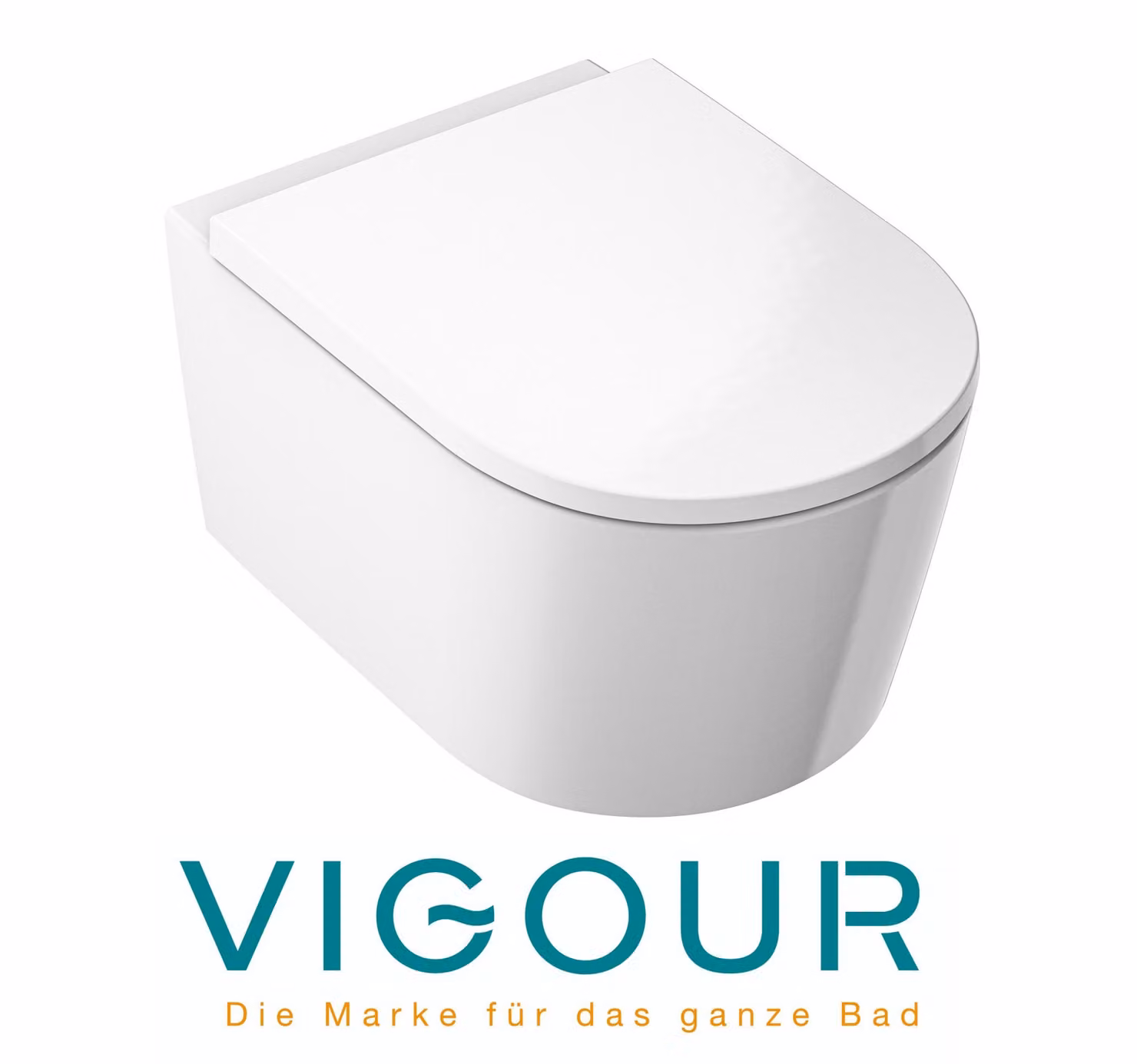 VIGOUR WHITE WC a parete PowerFlush senza bordo con sedile WC SoftClose TakeOff, bianco