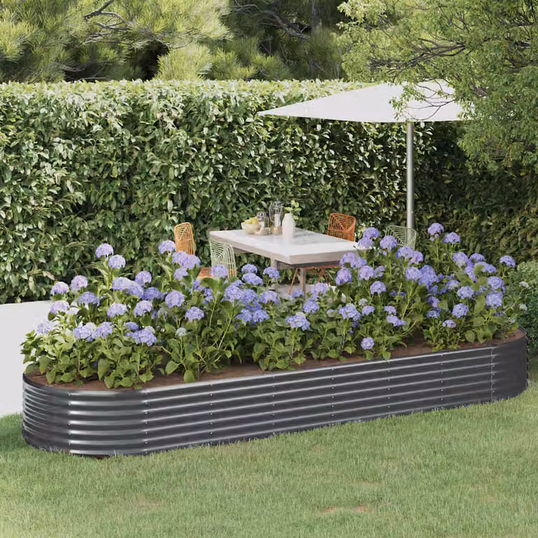 Letto da giardino rialzato vidaXL in acciaio zincato antracite L: 322 cm, P: 100 cm, H: 36 cm