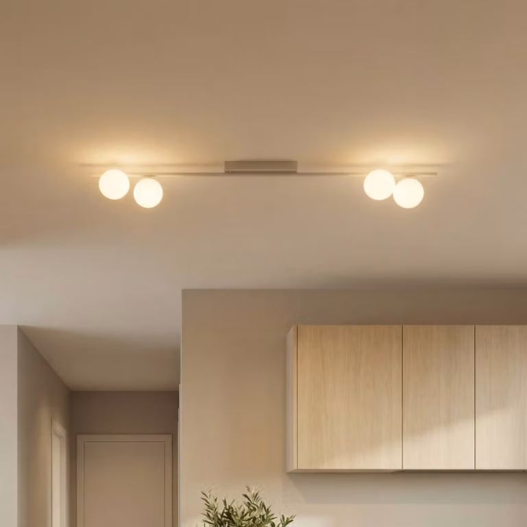 Plafoniera soffitto Imelo TK Lighting, dimmerabile, Crema / Ambra, Camera da letto, Vetro, Plafoniera