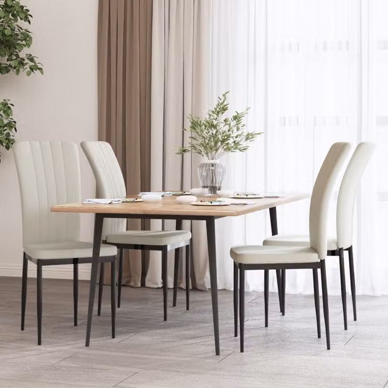 The Living Store Sedie da pranzo 4 pezzi. Velluto crema