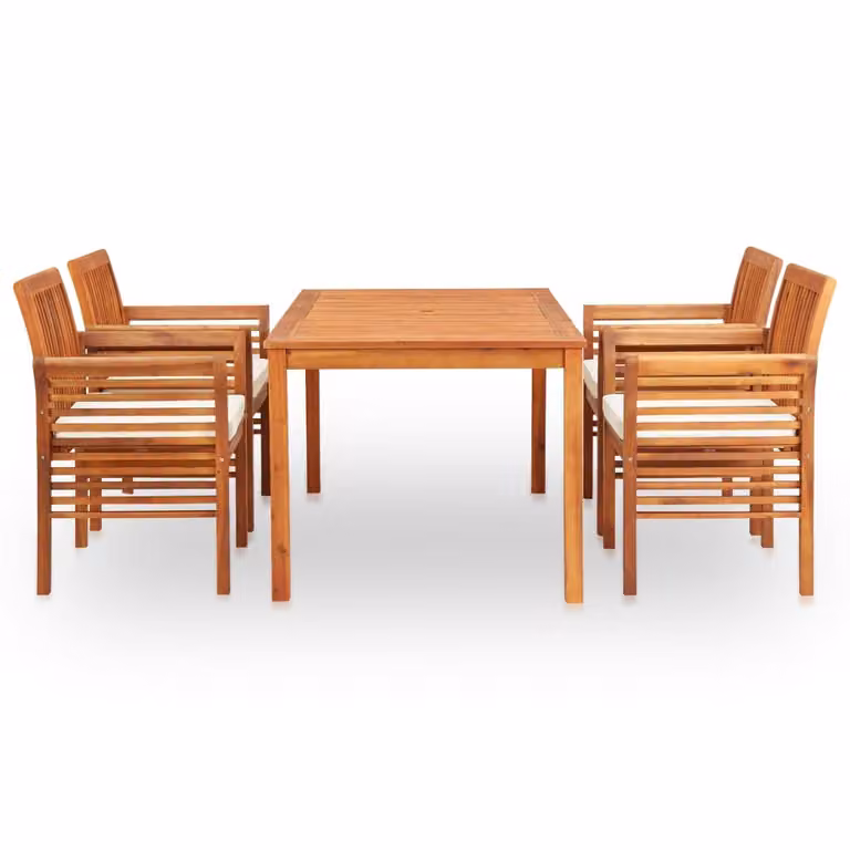 vidaXL Set da pranzo da giardino 5 pezzi con cuscini in legno massello di acacia
