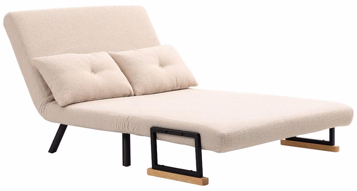 Divano letto HOMCOM, divano a due posti con funzione letto, divano letto con rivestimento effetto velluto beige