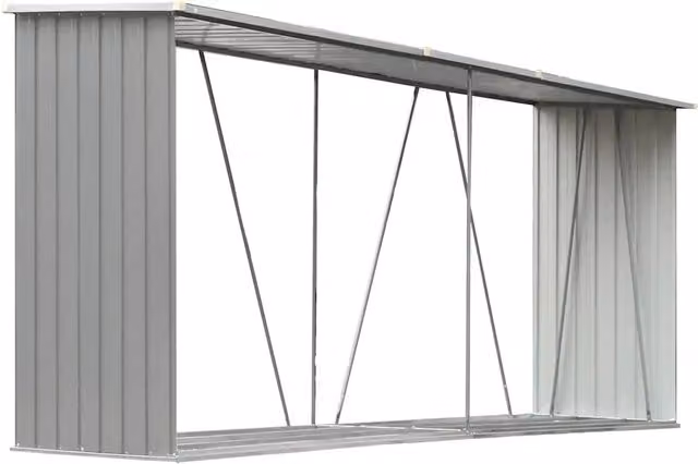 Capannone da Giardino in Acciaio Zincato Grigio L: 330 cm, P: 84 cm, H: 152 cm