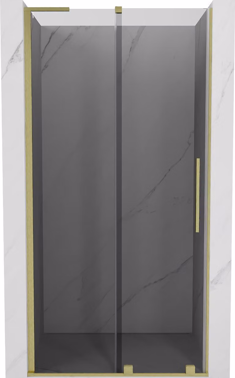 Mexen Velar L porta doccia scorrevole 90 cm, grafite, con finitura oro spazzolato - 871-090-003-41-55