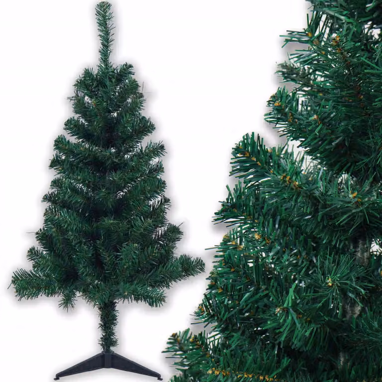 Albero di Natale artificiale, abete caucasico, 100 cm, molto folto, con supporto, verde