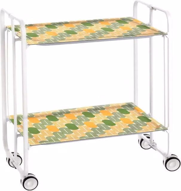Carrello da cucina pieghevole DON HIERRO con struttura in metallo bianco e ripiani in MDF laminato, L/P/H: 66 x 43 x 72 cm