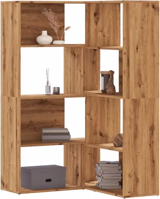 Libreria 4 Ripiani-Scaffale per Libri-Mobile di Stoccaggio Rovere Artigianale 85x85x140 cm Truciolare