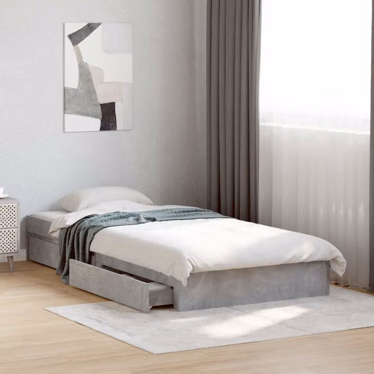 vidaXL Telaio del letto moderno con cassetti in legno MDF, Grigio, L 80 x P 200 cm
