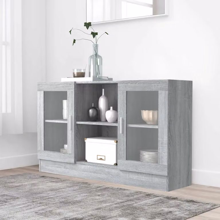 Vetrina Mobile vidaXL in Legno Multistrato Grigio Sonoma L: 120 cm, P: 30,5 cm, H: 70 cm