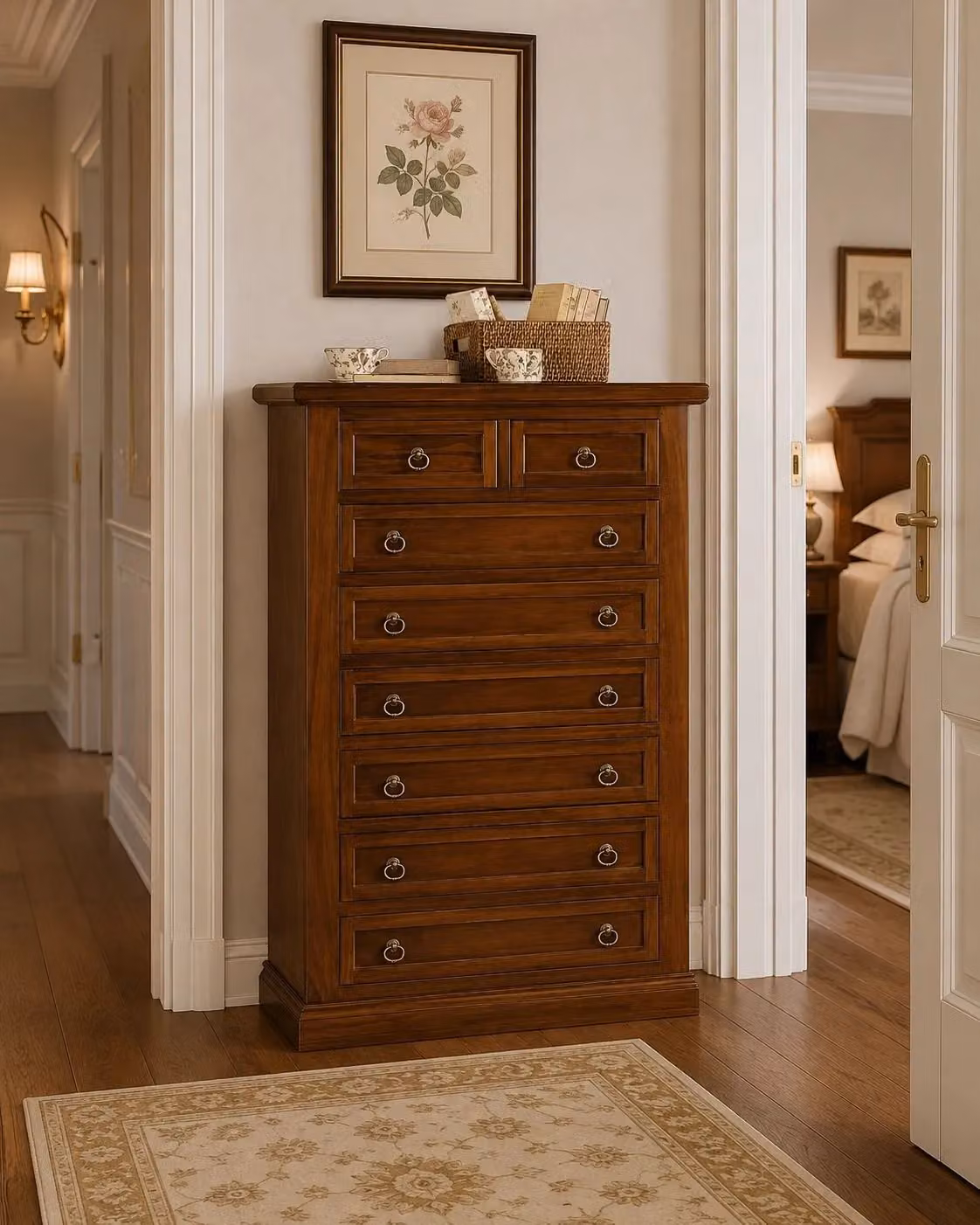 Cassettiera in legno di pino Mobili 2G colore marrone L: 87 cm, P: 45 cm, H: 127 cm – 1
