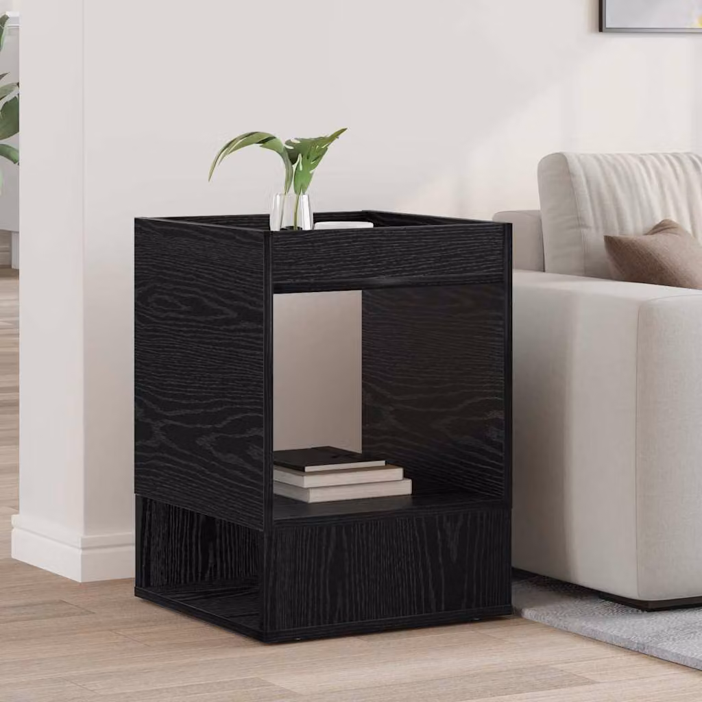 Tavolino moderno vidaXL in legno ingegnerizzato e MDF, colore rovere nero, L/P/H: 40 x 40 x 56 cm