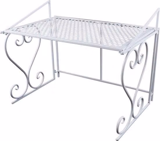 Porta microonde, scaffale da cucina, organizer in metallo bianco