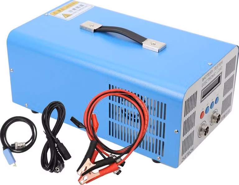Tester per la capacità delle batterie, tensione 220V, potenza di scarica massima 200W, intervallo di corrente 0,1A - 40A, modalità di scarica CC/CP, risoluzione della capacità di misurazione 0,001-0,1Ah