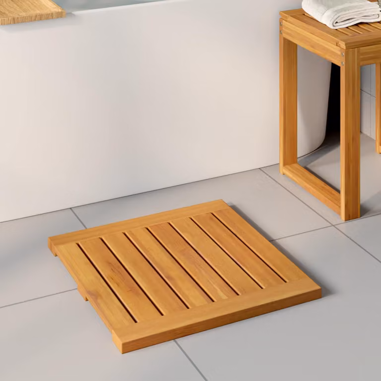 Set di 2 tappeti da bagno vidaXL color marrone, antiscivolo e ad asciugatura rapida, L/P: 50 x 50 cm