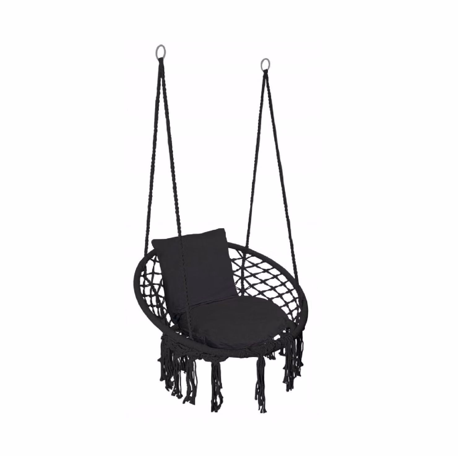 QLS Sedia sospesa con cuscino per giardino e casa Sedia a dondolo fino a 150 kg nero 11299