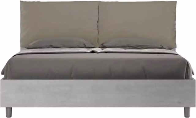 Letto matrimoniale senza rete 160x200 Cemento cuscini similpelle cappuccino Egos Antea