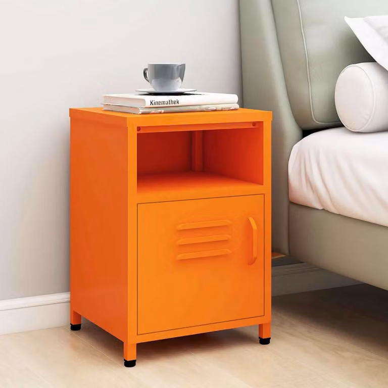 Comodino moderno vidaXL in metallo arancione lucido L/P/H: 35 x 35 x 51 cm