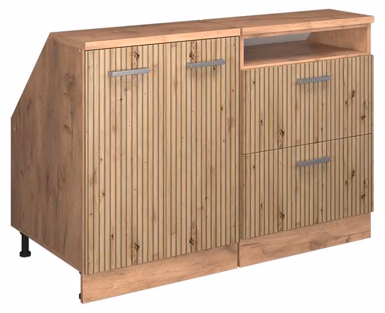 Mobile cucina sottotetto Vicco R-Line Rovere artigianale 120 cm Set di 2 carcasse armadio profondità 60 cm, Model 60367