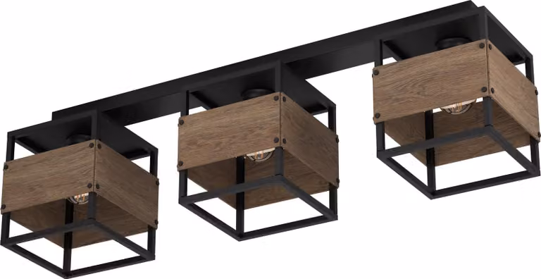 Eglo 43804 EVESHAM E27 tripla plafoniera 875x195mm nero marrone