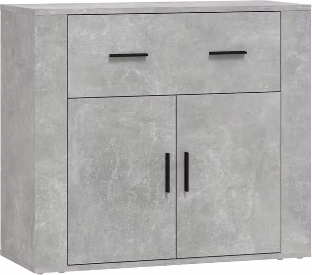 Credenza moderna in legno e MDF Grigio Cemento, sospesa, L: 80 cm, P: 33 cm, H: 70 cm