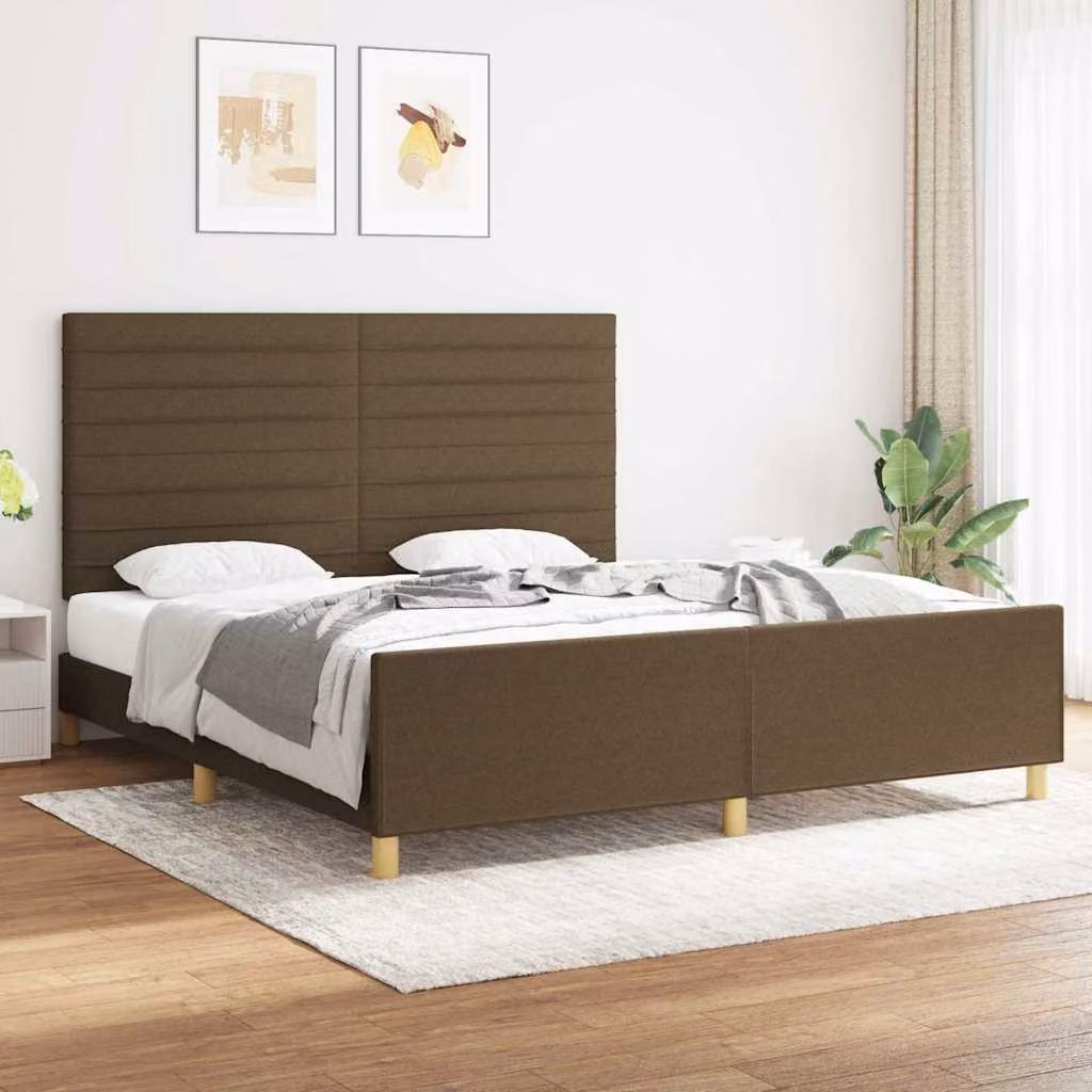 vidaXL Giroletto senza Materasso in Tessuto Marrone Scuro L/P/H: 180 x 200 x 128 cm – 1