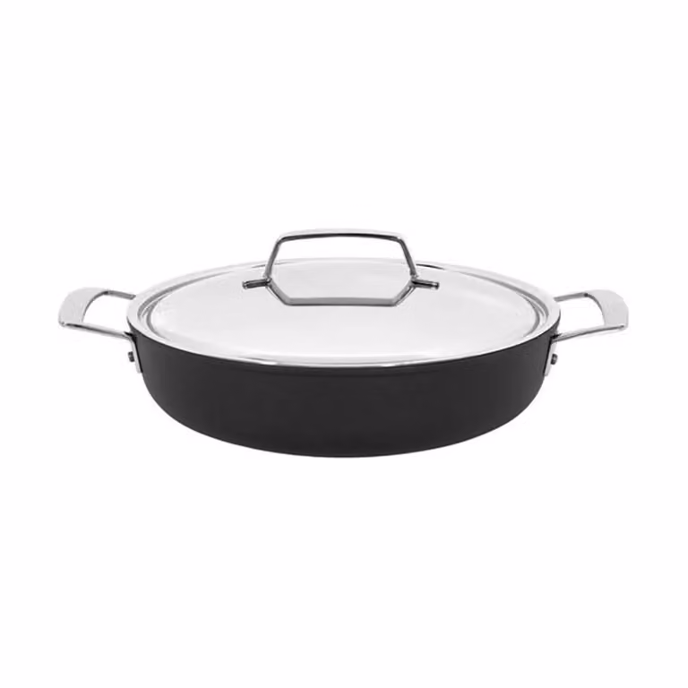 Tegame con maniglie e coperchio in alluminio antiaderente per induzione, linea Alu Pro 5, diam. 28cm (FINE SERIE)