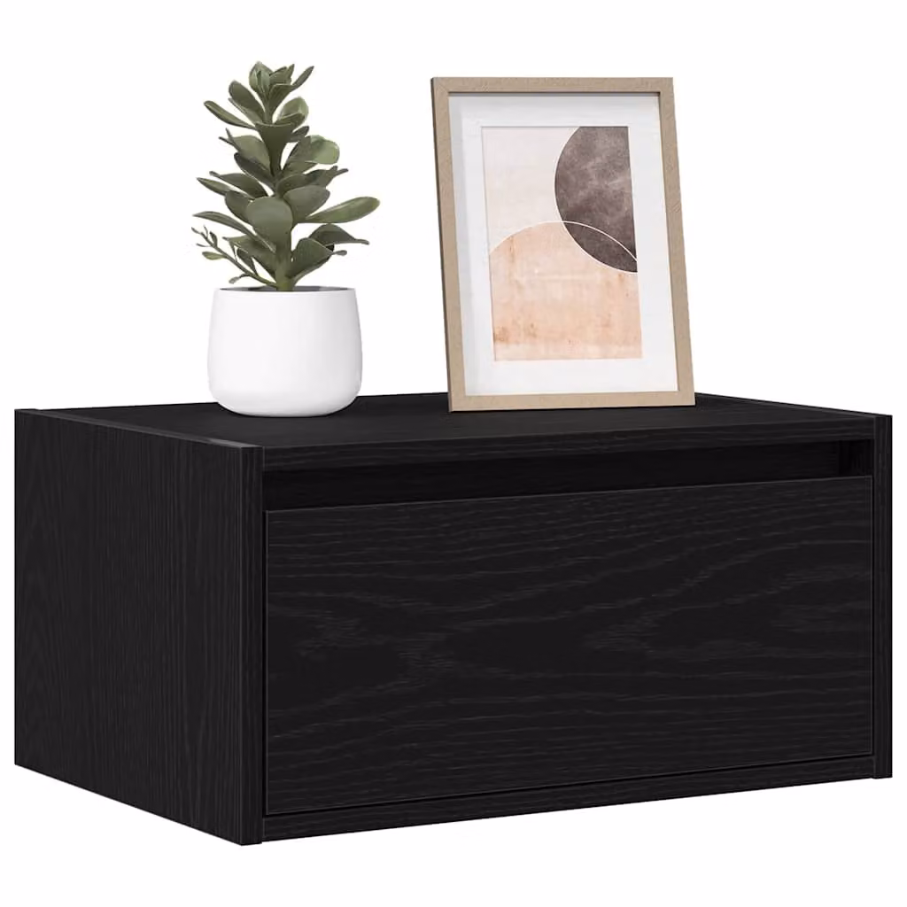 Comodino da parete con luci LED vidaXL in rovere e nero