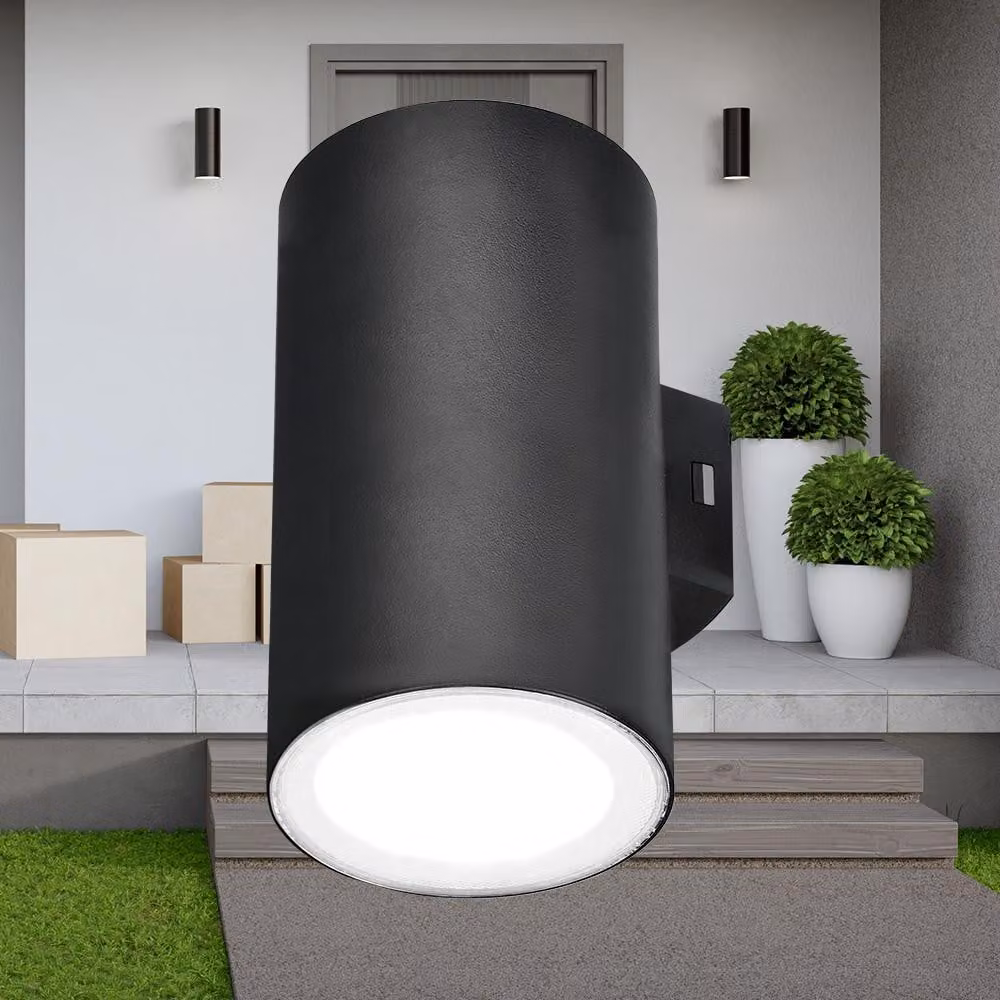 Braytron Applique a LED da esterno cilindrica rotonda 2x 9W IP65 3in1 lampada da esterno Up&Down