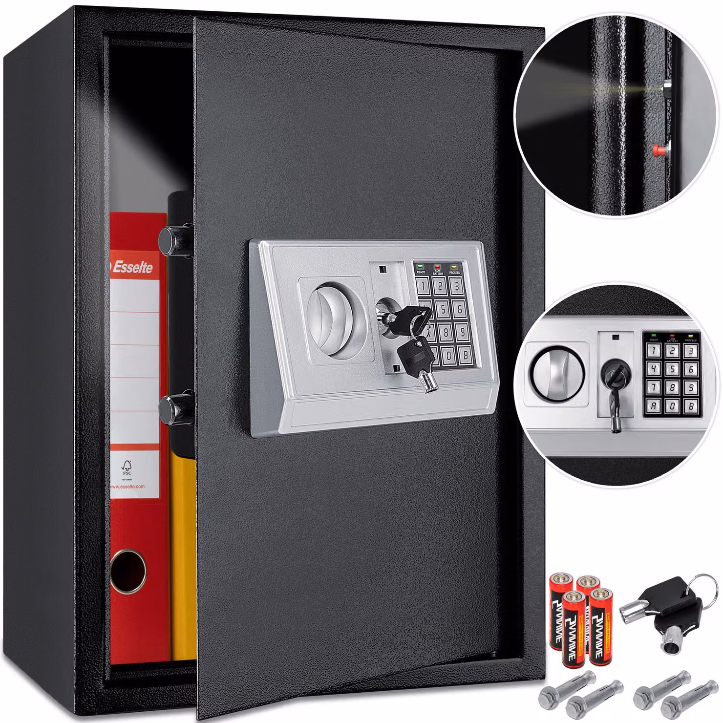 KESSER® Cassaforte elettronica da parete, dimensioni 50x35x34,5 cm
