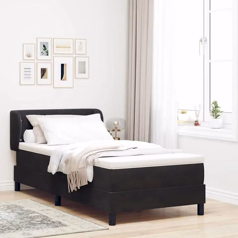 Letto a molle con testiera vidaXL in velluto nero L/P/H: 90 x 200 cm