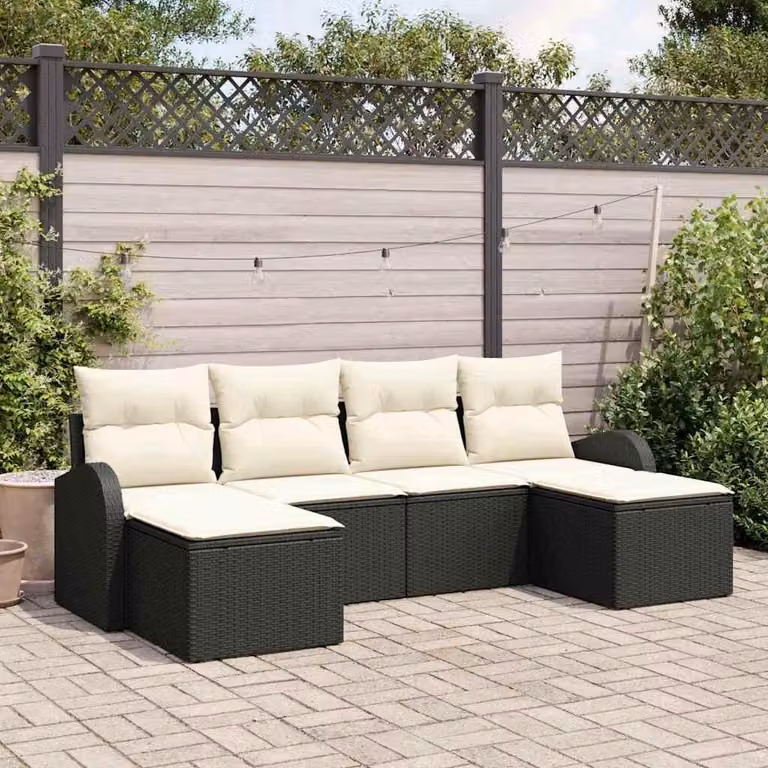 Maison Exclusive - Set da giardino composto da 6 pezzi. Colore: nero. Materiale: rattan sintetico