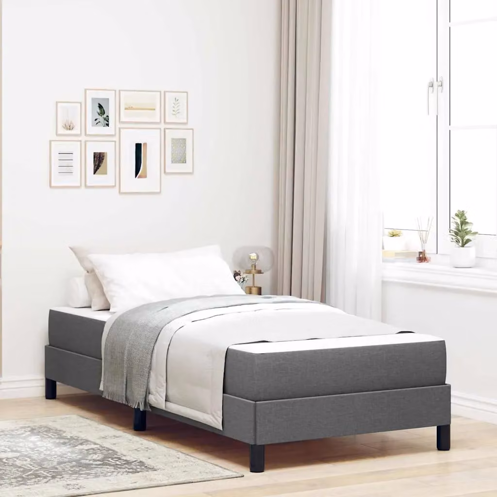 Letto a molle vidaXL in tessuto grigio con materasso a molle insacchettate L 80 cm x P 200 cm – 1
