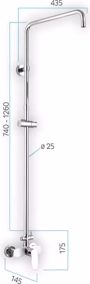 Mereo Miscelatore doccia a parete Eve 150 mm con asta doccia senza accessori - CBE60104SE
