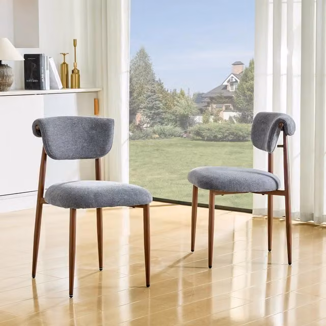 Sedia da Pranzo Imbottita senza Braccioli con Schienale Curvo ¨C MINIMAL ¨C Tessuto