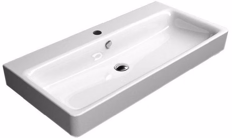 Sapho GSI Sand - Lavabo 1000x500 mm, con sfioratore, foro per rubinetto, Extraglaze, bianco 9023111