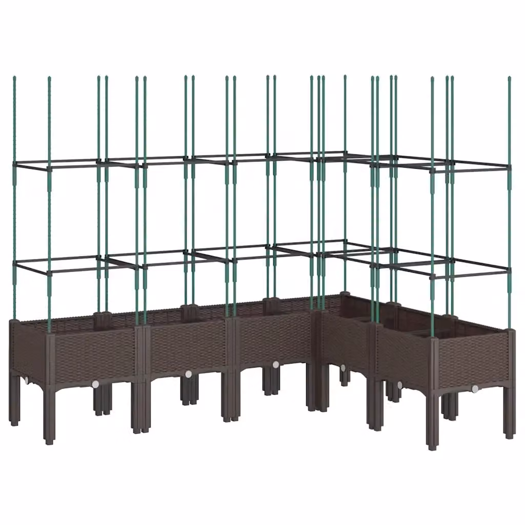 Fioriera da giardino Videx con graticcio per piante rampicanti, colore marrone, L/P/H: 160 x 120 x 142,5 cm – 2