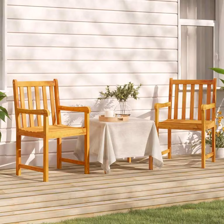 Set di 2 sedie da giardino vidaXL in legno d'acacia oliato marrone con braccioli