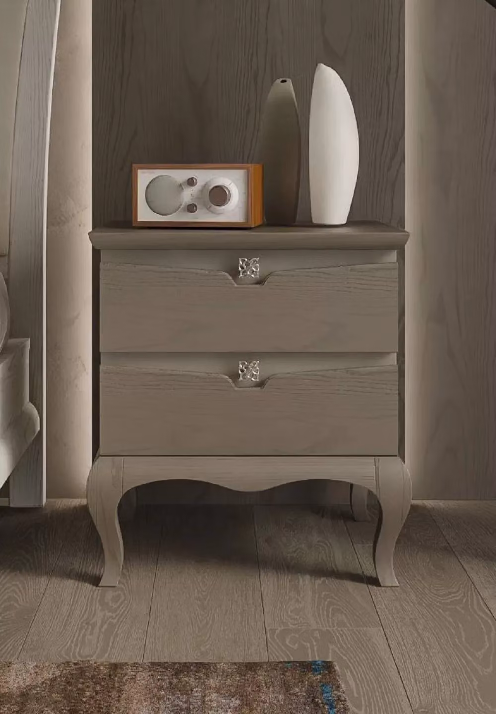 Comodino moderno con 2 cassetti in legno di frassino grigio Mobili 2G L/P/H: 54 x 39 x 60 cm – 3
