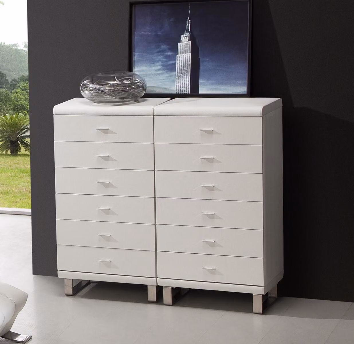 Regal Kommode Schubladen Hoch Schrank Kommoden Luxus Leder Side Low Board Regale