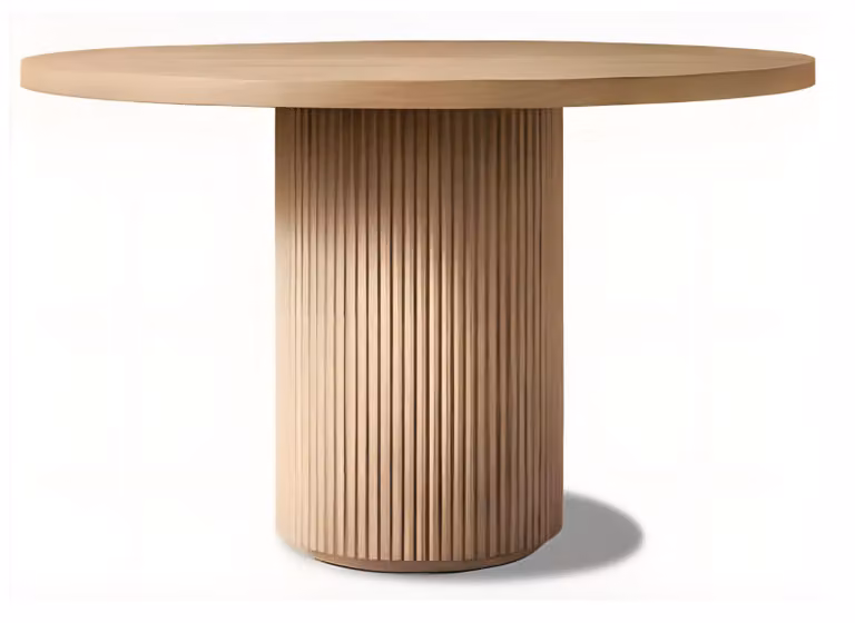 Massivholztisch modern Säulengestell Naturtöne Wohnzimmertisch