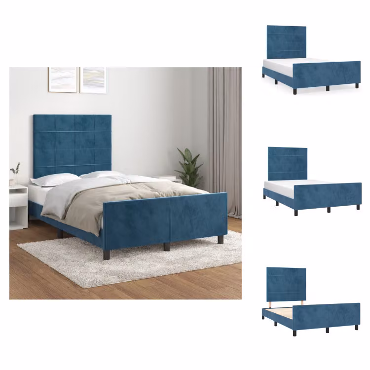 letto vidaXL con testiera in velluto blu scuro 120x200 cm - Letti & Reti