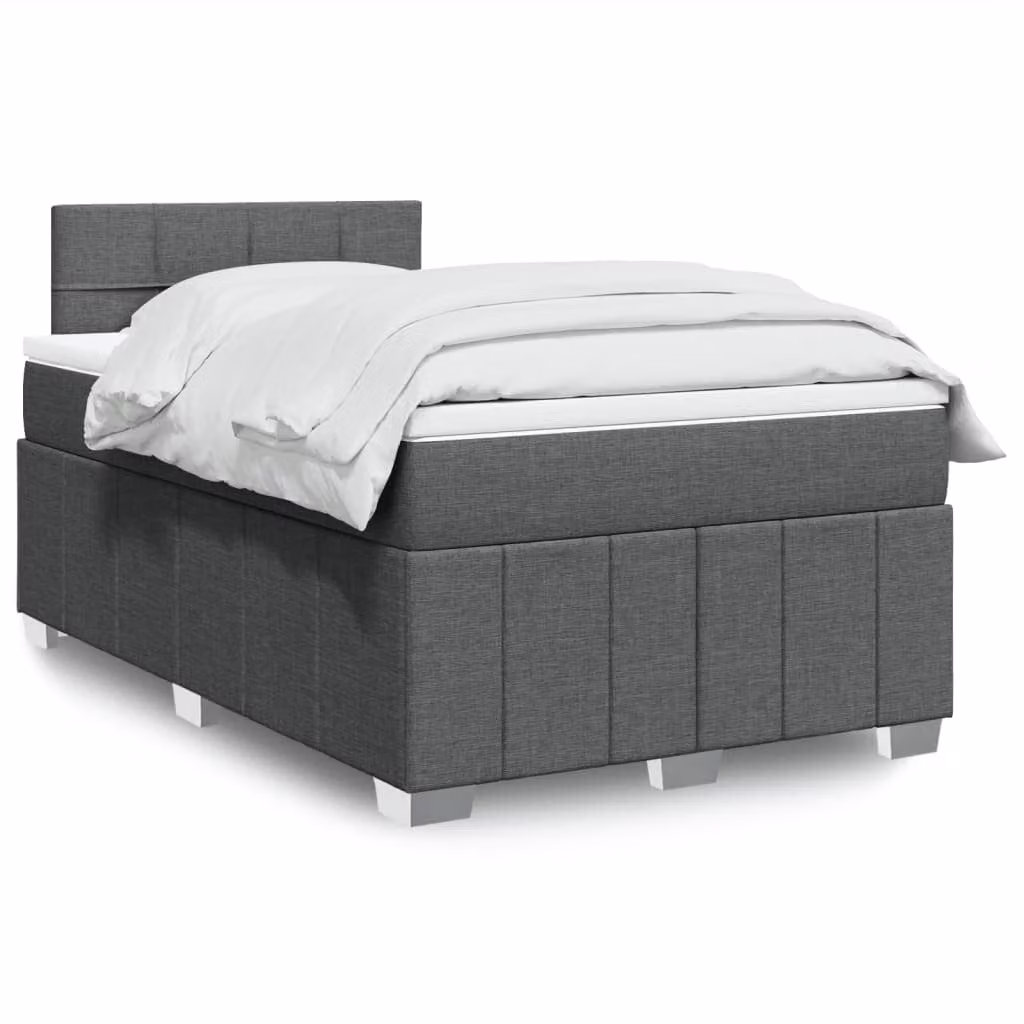 vidaXL Letto Ibrido con Materasso in Tessuto Grigio e Bianco, Struttura in Legno di Pino, L/P/H: 120 x 200 cm – 1