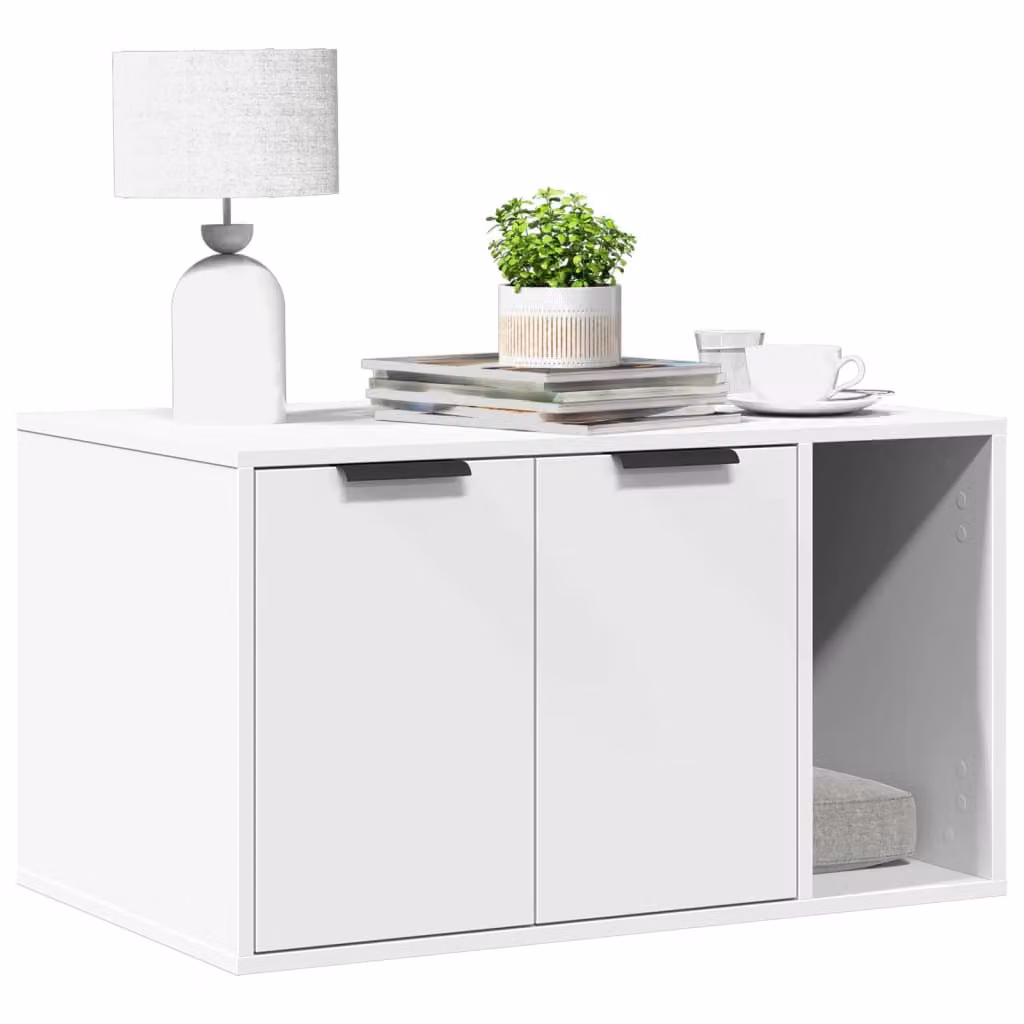 Recinto per lettiera per gatti vidaXL Bianco L: 80 cm, P: 50 cm, H: 45 cm in MDF